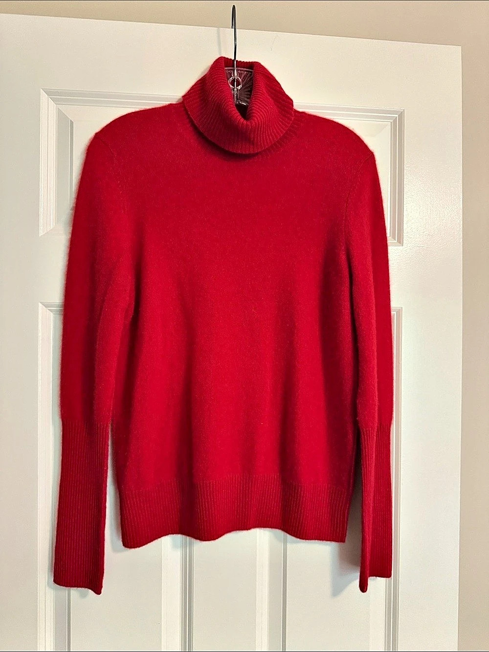 AQUA Cashmere 100% Cashmere Turtleneck Sweater Red Medium